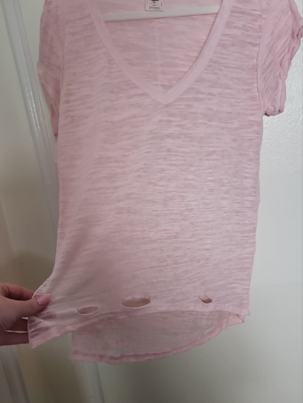 We The Free Soft Pink V-Neck Short Sleeve Tee - Picture 3 of 6